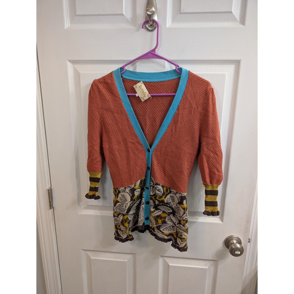 Lia Molly New Orleans Mixed Pattern Cardigan  Floral Coin Purse Pockets -Size S